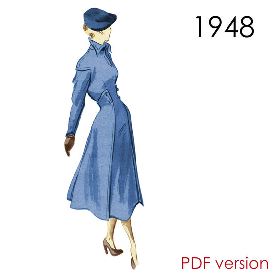 1948 Dress. Bust 96 cm (37.8"). PDF pattern.